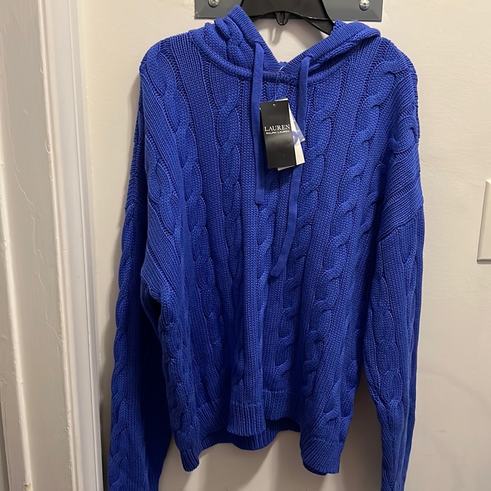 Ralph Lauren Womens Sweater with hood in size Medium (periwinkle blue)